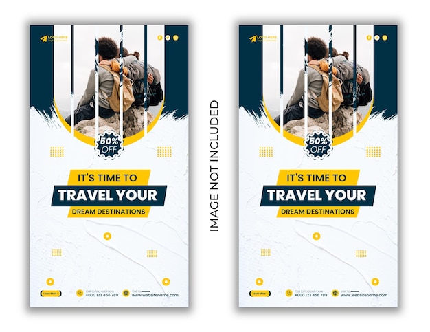 Holiday travel tourism social media stories and Instagram stories post template design