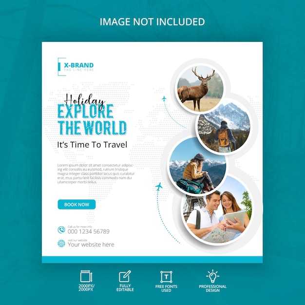 Holiday Travel vacation modern business Flat social media instagram post banner template