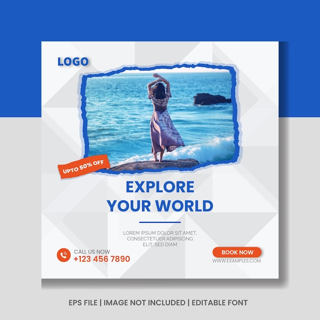 Holiday travel vacation Tourism business social media and instagram post template