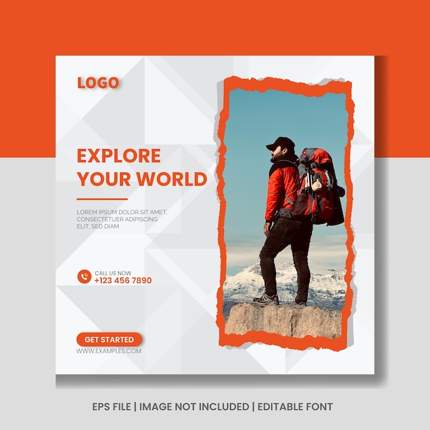 Holiday travel vacation Tourism business social media and instagram post template