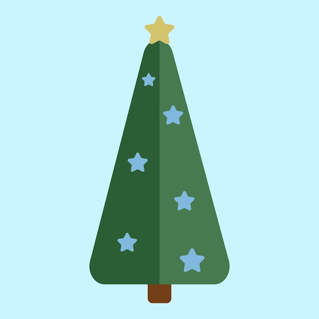 Holiday vector christmas tree with stars isolated illustration