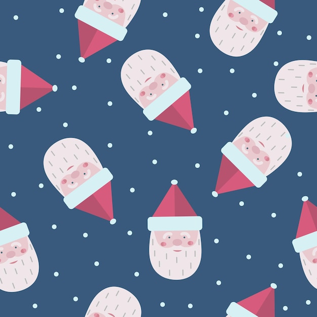 Holiday vector head santa claus pattern