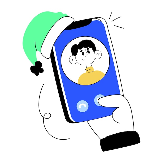 Holiday video call doodle mini illustration