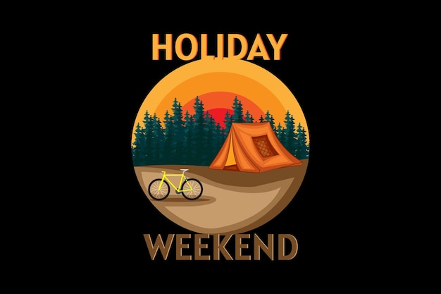 Holiday weekend retro design landscape