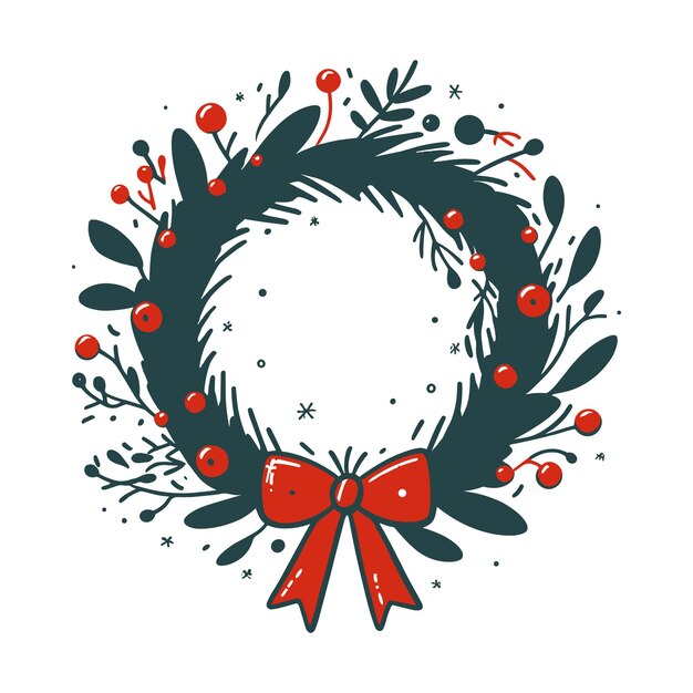 Vector holiday wreath with winter foliage