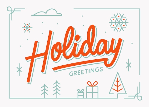 Holidays greetings lettering background with winter Christmas theme