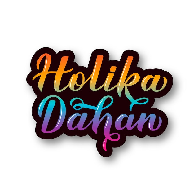 Holika Dahan colorful 3d lettering isolated on white Indian Traditional Holi festival of colors Hindu celebration poster Vector template for party invitations banners flyers etc