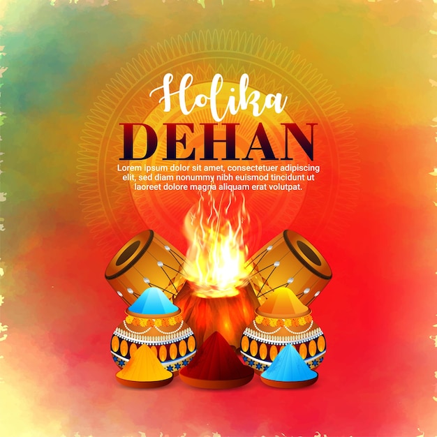 Holika dehan hindu festival celebration card