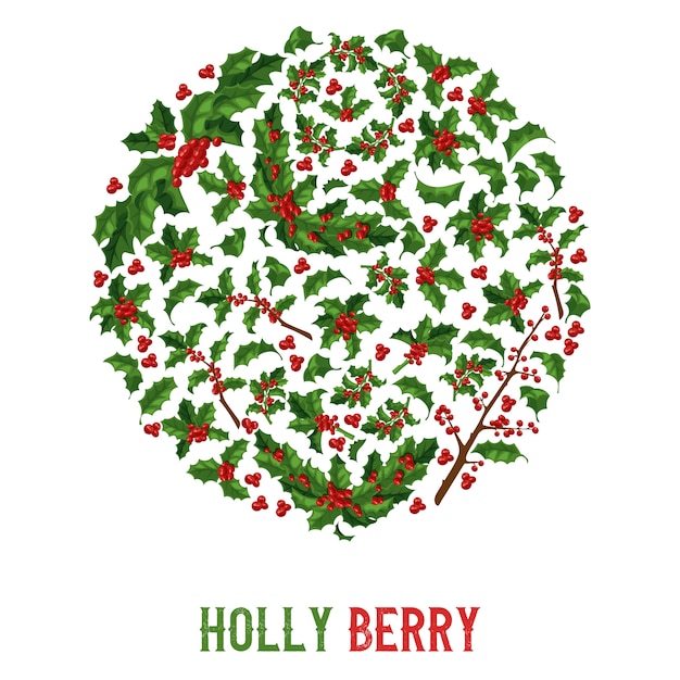 Holly berries pattern Christmas decoration 