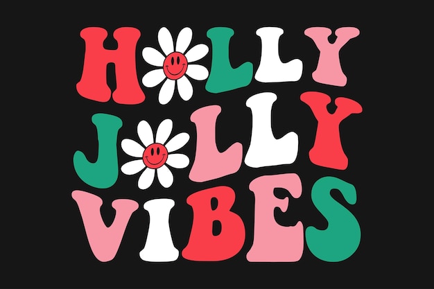 Holly Jolly Christmas Retro Wavy T-shirt