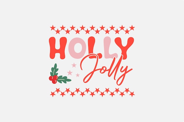 Holly jolly Retro Christmas SVG T Shirt Design