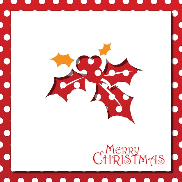 holly paper cut symbol with red berries vector for Christmas design