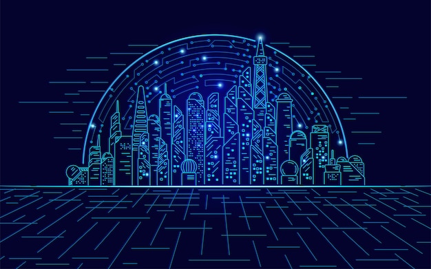 Vector hologram city