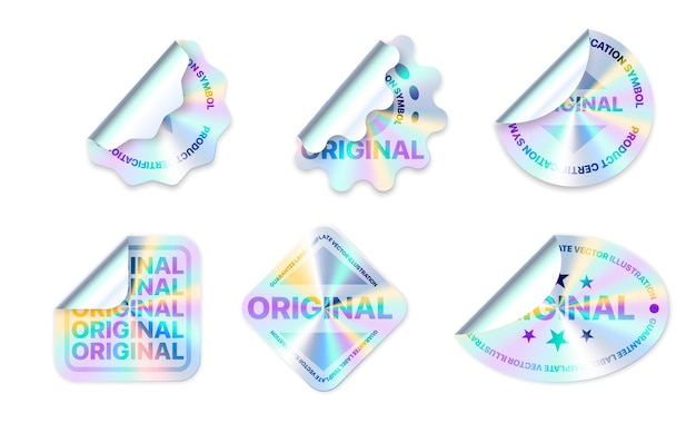 Hologram labels of different shapes Sticker shapes for design mockups Set