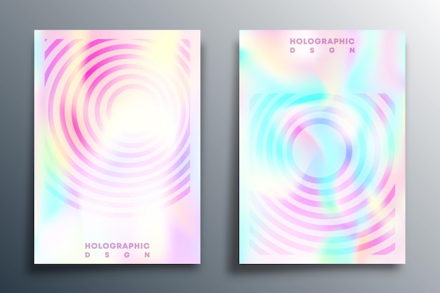 Holographic gradient texture design set for brochure flyer cover business card abstract background poster or other printing products Vector illustration