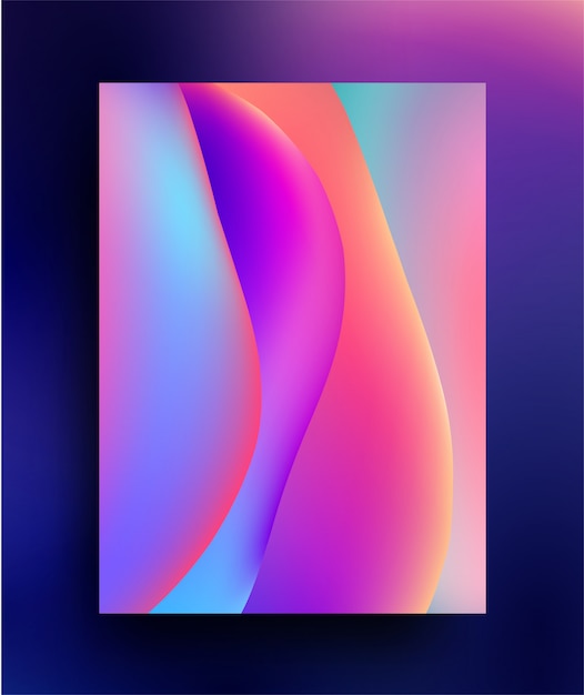 Holographic liquid colorful gradient shapes abstract poster