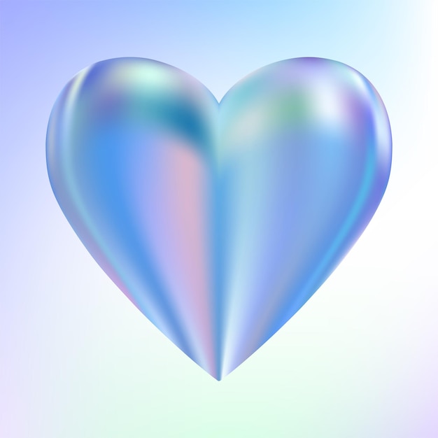 Vector holographic motherofpearl heart opal heart shape magic love talisman