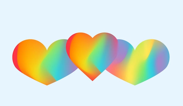 Holographic rainbow fluid liquid heart heart shape in lgbt rainbow flag Vibrant colors isolated