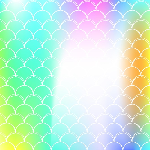 Holographic scale background with gradient mermaid