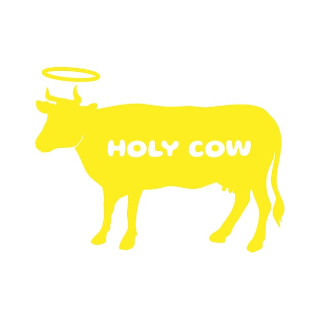 Holy cow with halo Sign icon Indian cow worship Be careful not to harm the cow