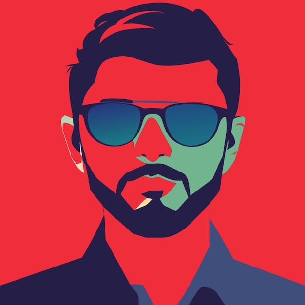 Vector hombre con unas gafas vector illustration flat 2