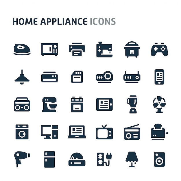 Home Appliance Icon Set. Fillio Black Icon Series.