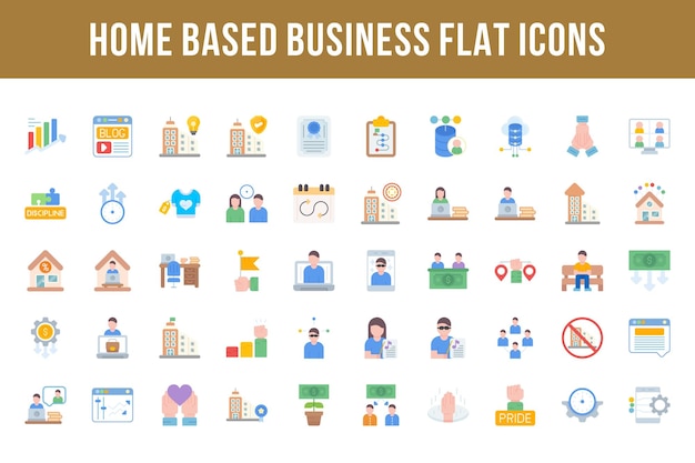 Home Based Business Flat Multicolor Icons