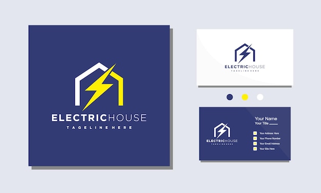 Home Bolt Flash Minimalist Logo Vector, Electric House Logo Icon Design Element, Design Illustration