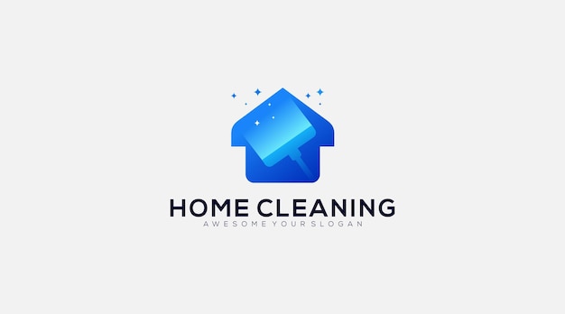 Home cleaning Logo design icon vector illustration