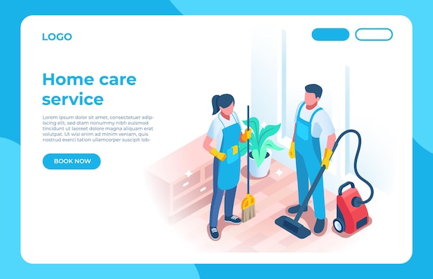 Home cleaning service landing page design concept