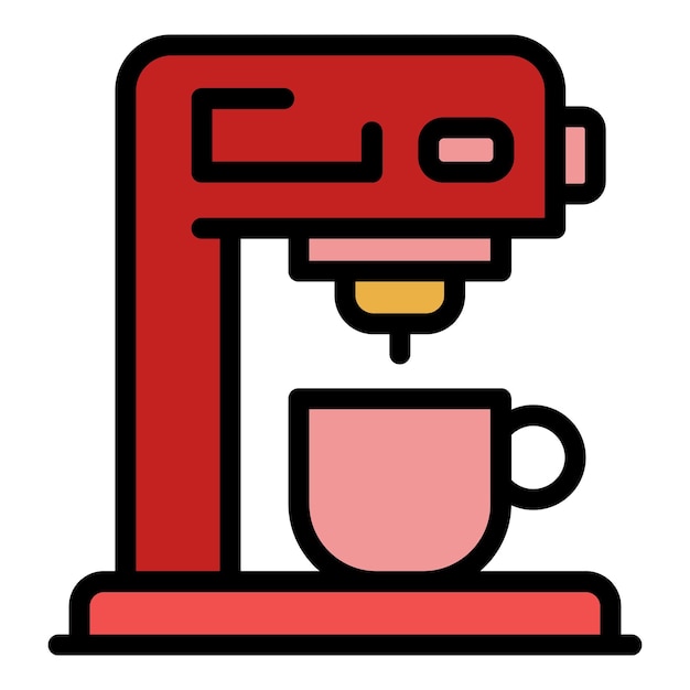 Vector home coffee machine icon outline home coffee machine vector icon color flat isolated