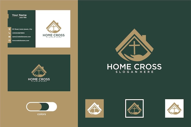 home cross logo design and business card