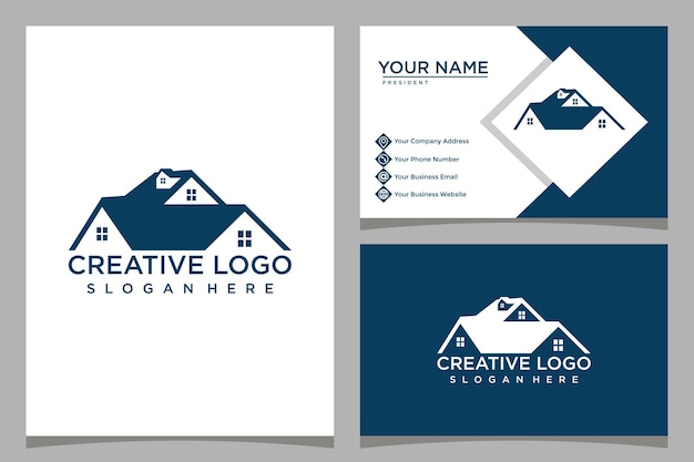 Home design logo template with business card design