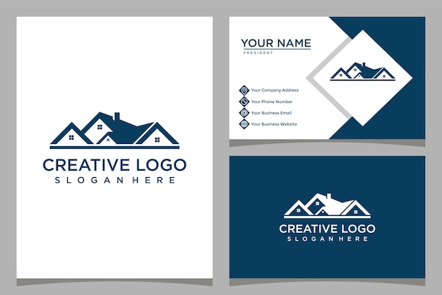 Home design logo template with business card design