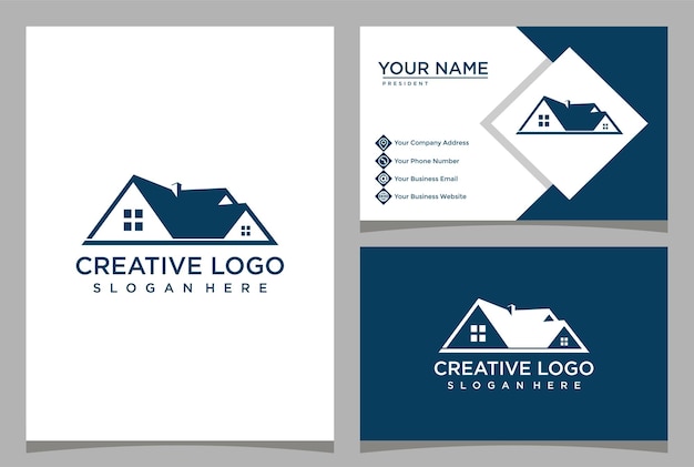 Home design logo template with business card design