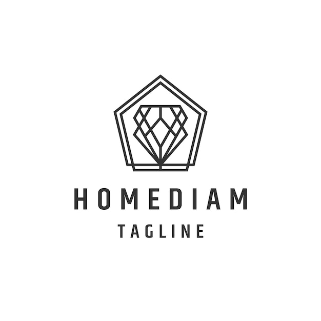 Home diamond line logo design template flat vector