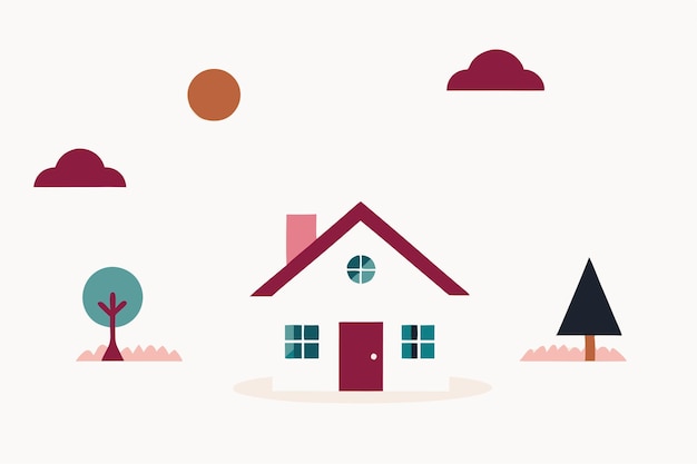 Home elements flat illustrations on white background