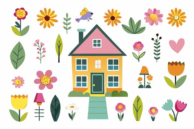 Vector home elements flat illustrations on white background