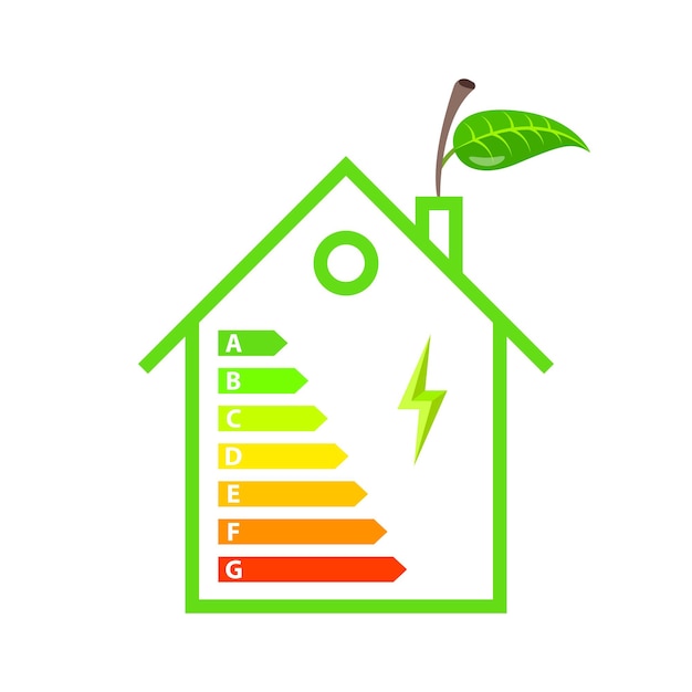 Vector home energy efficiency rating isolated on background. art design smart eco house improvement