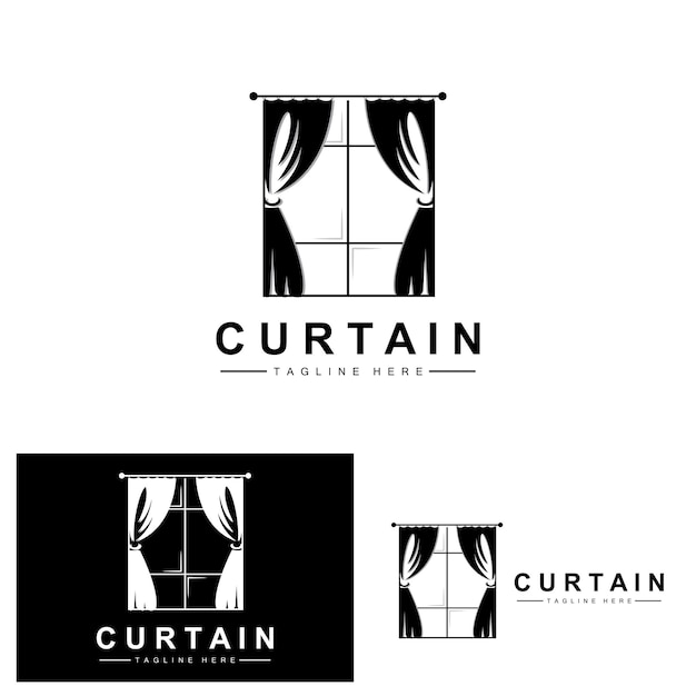 Home And Exhibition Curtain Logo Design Building Decoration Vector Illustration