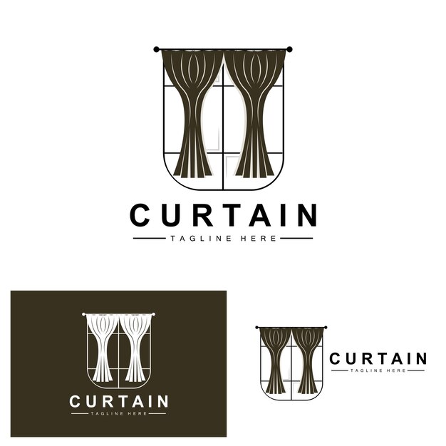 Home And Exhibition Curtain Logo Design Building Decoration Vector Illustration