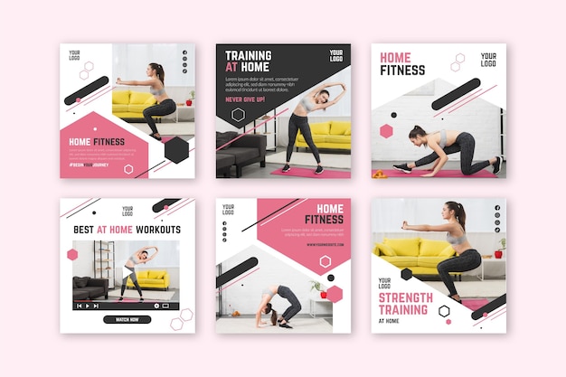 Home fitness social media post template