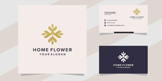 Home flower logo and business card template