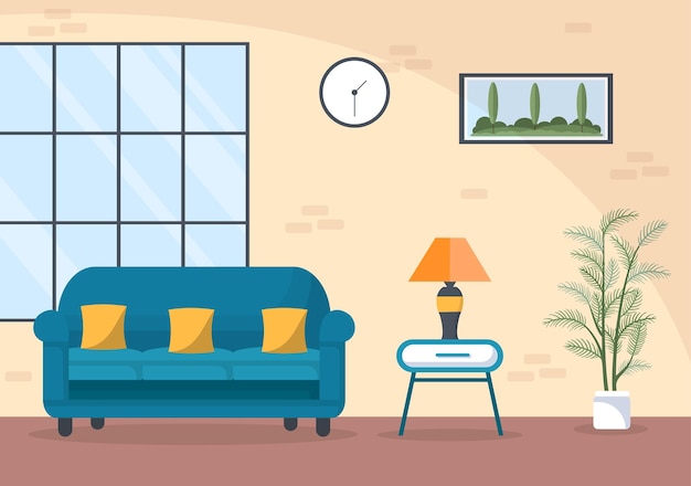 Home Furniture Flat Design Illustration for the Living Room to be Comfortable