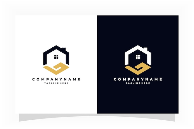 home and hand logo template