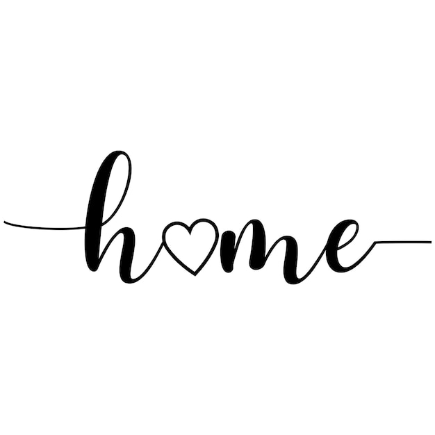 Home, Home text, Home With Heart, Minimalist Print Art, vector illustration