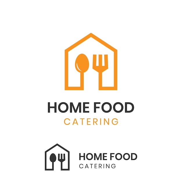 Home house food icon with spoon and fork logo tableware logo fast food restaurant logo catering icon design