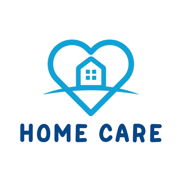 Home and house with care love concept logo design