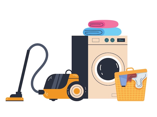 Vector home housework appliances equipment isolated concept vector graphic design illustration element