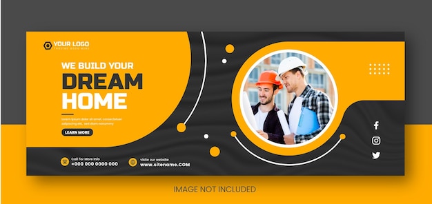 Home improvement and repair construction facebook cover or social media cover and web banner design